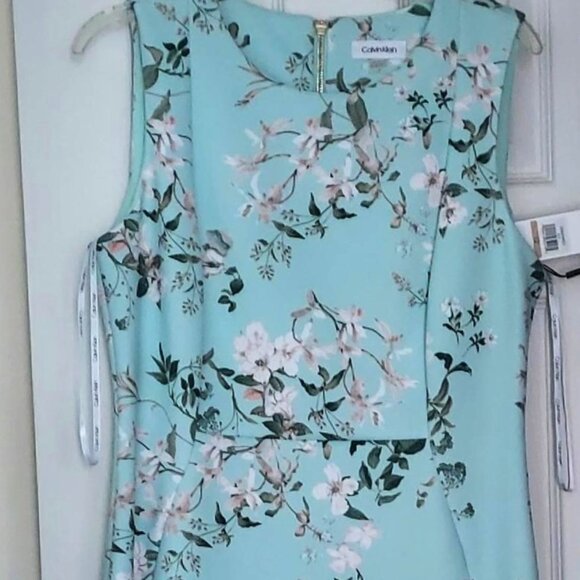 Calvin Klein Round Neck Sheath Dress Seafoam Green Sz 12 NEW w/Tags - Picture 13 of 14